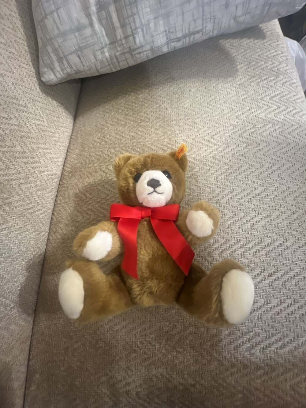 Steiff Petsy Teddy Bear Plush with Red Bow